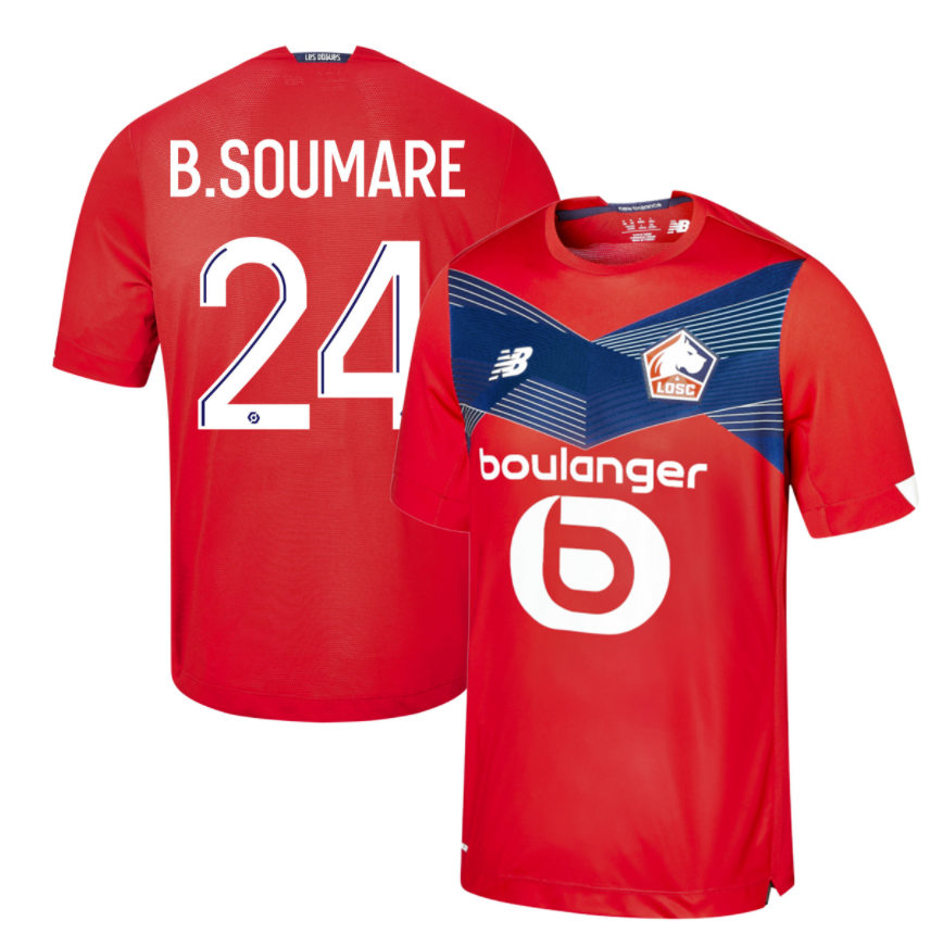 LOSC Lille Home Kit Soccer Jersey B.SOUMARE #24 2020/21